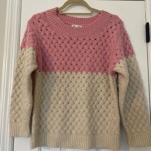 Pink and Cream Women's Sweater